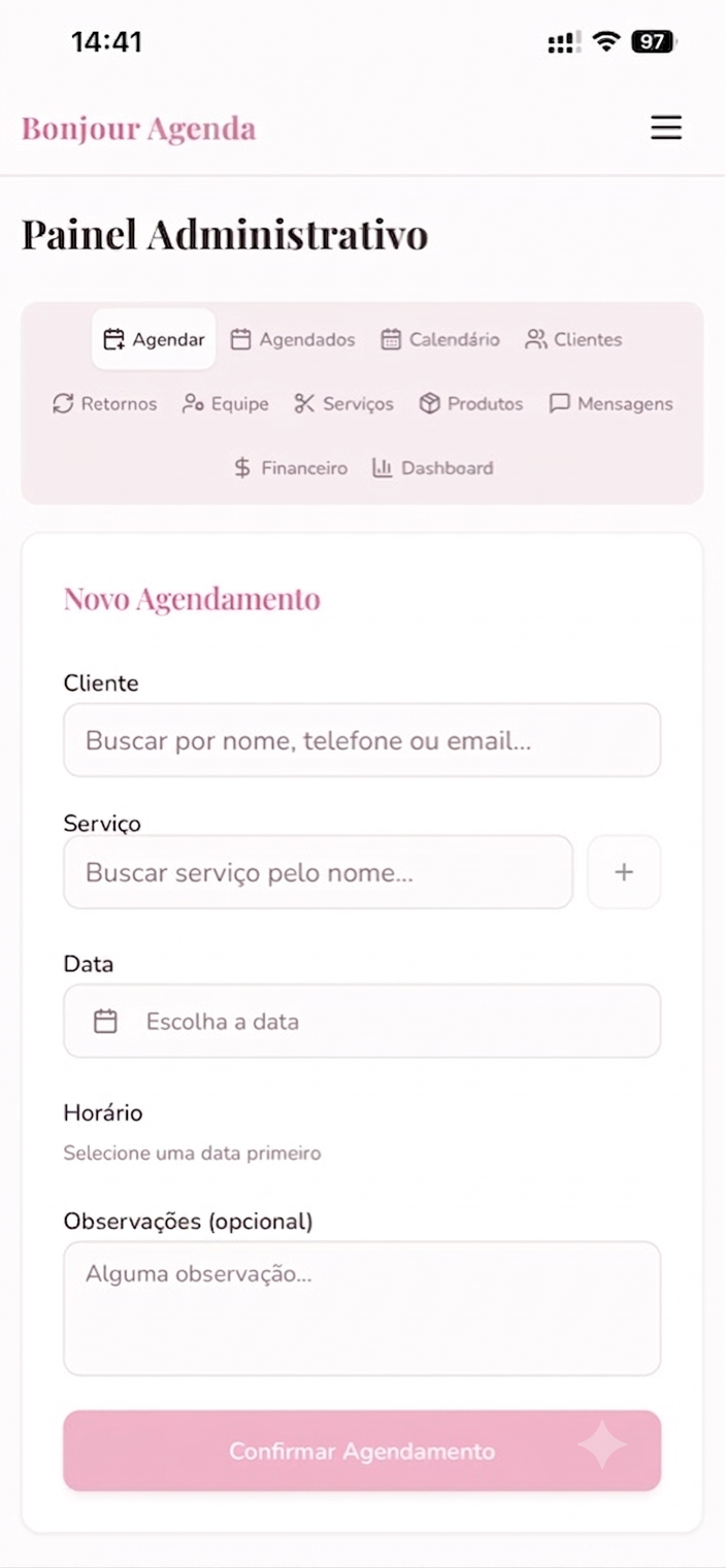 Novo agendamento em segundos