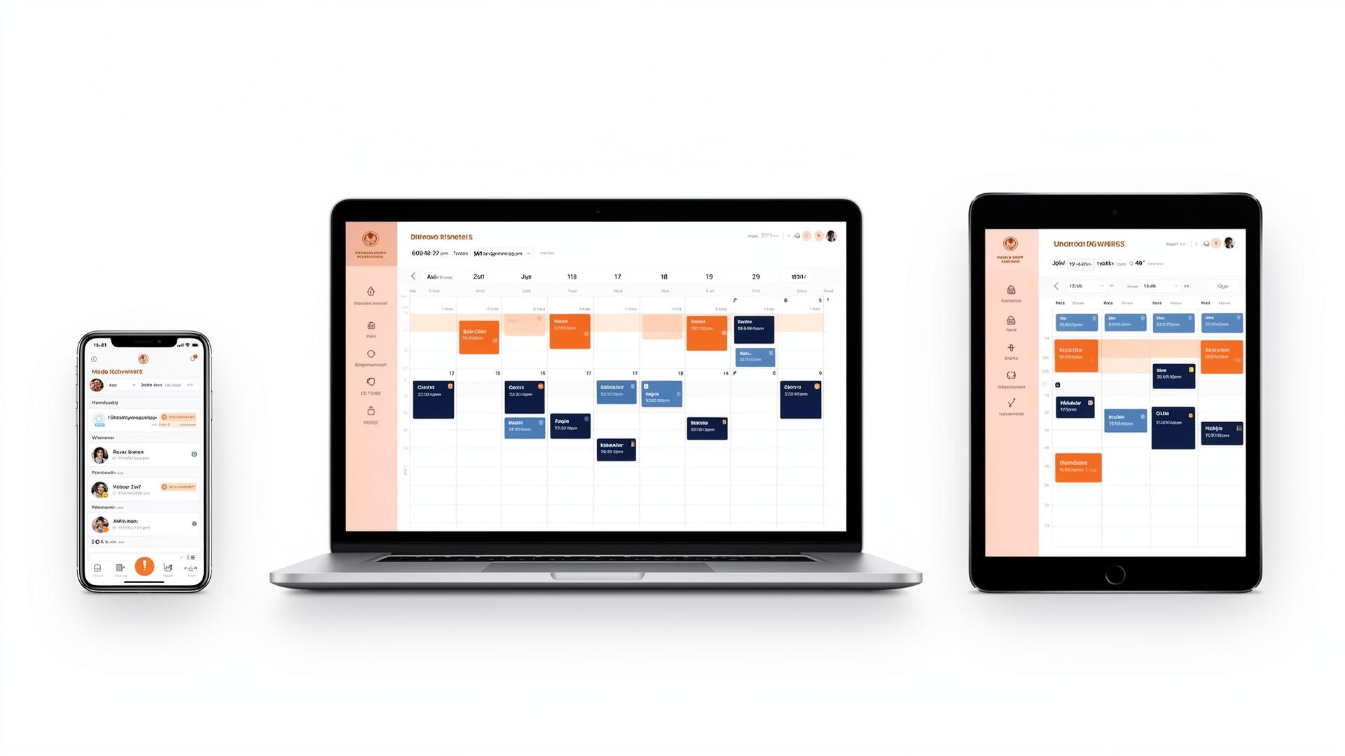 Bonjour Agenda exibida em celular, laptop e tablet