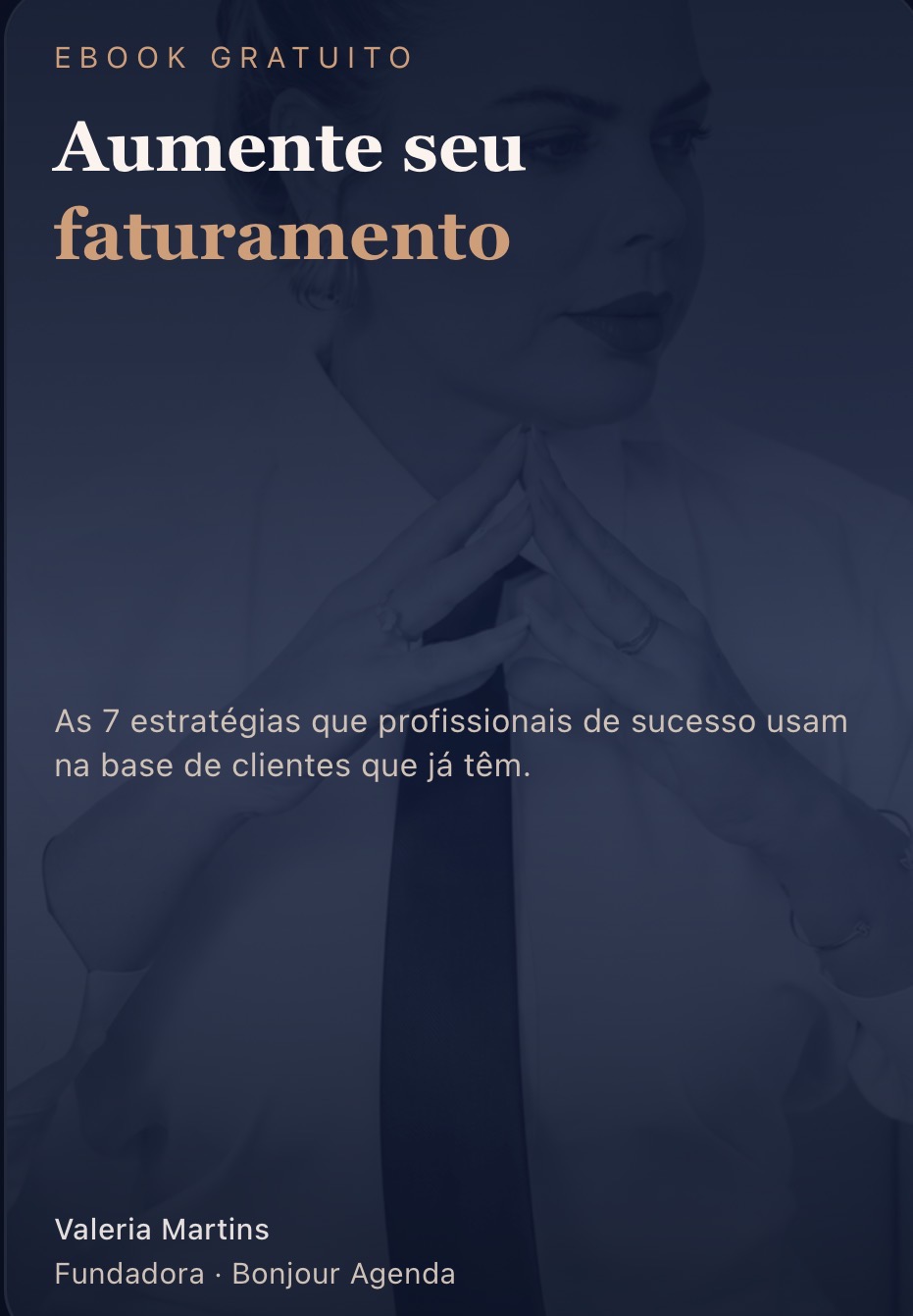 Capa do ebook: 7 estratégias para sua clínica, por Valeria Martins